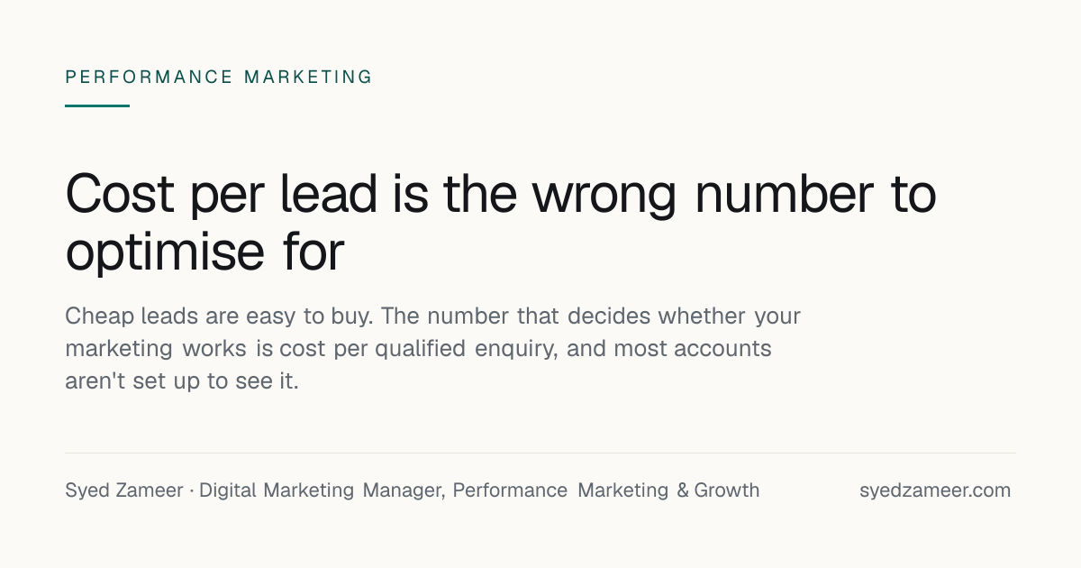 Cover image for Cost per lead is the wrong number to optimise for