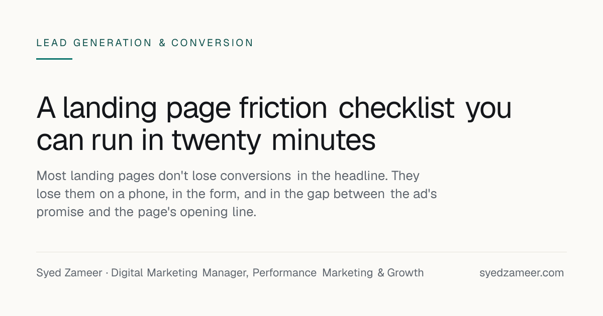 Cover image for A landing page friction checklist you can run in twenty minutes